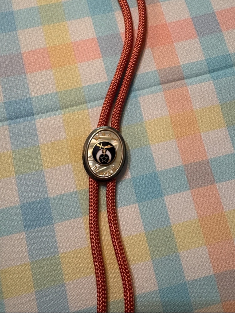 Men's Masonic Bolo Tie with Decorative Metal Slide